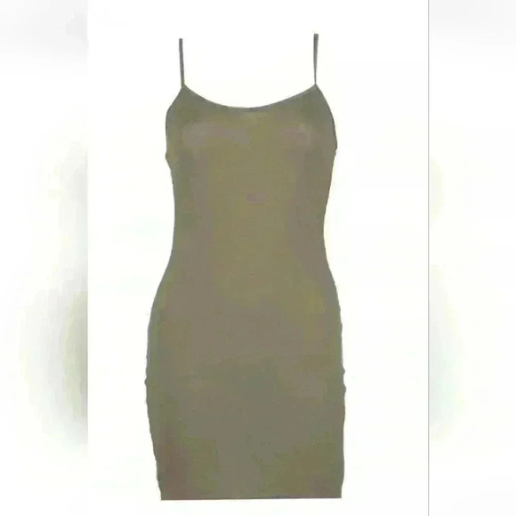 NWT Boohoo Women's Freida Basic Strappy Cami Bodycon Dress - KHAKI - Picture 2 of 12